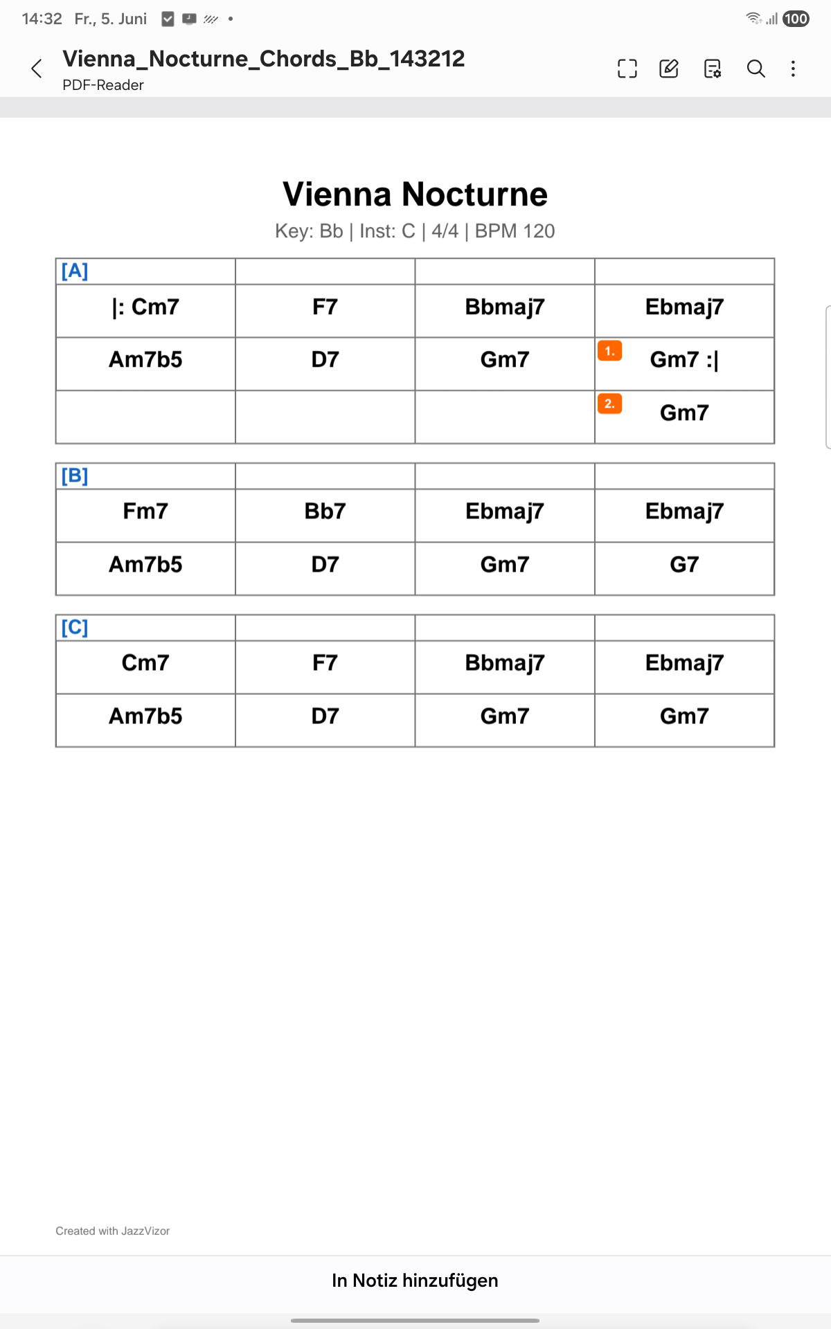 PDF Export — Chords only (Vienna Nocturne)